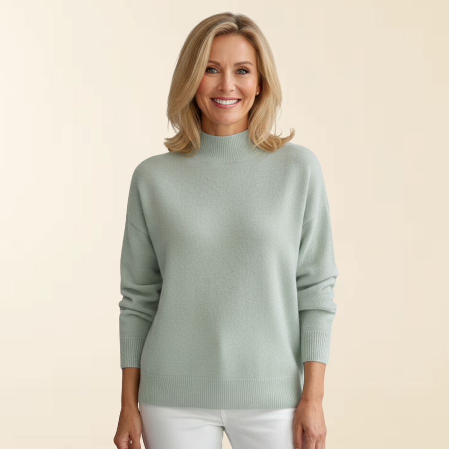 Lìona | Women's Fine Knit High Neck Sweater, Soft Lightweight Warm Pullover