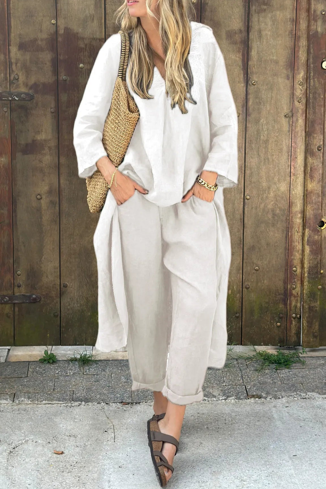 Conjunto Carolyn Chic e Confortável | Blusa Coordenada e Calças de Caimento Relaxado
