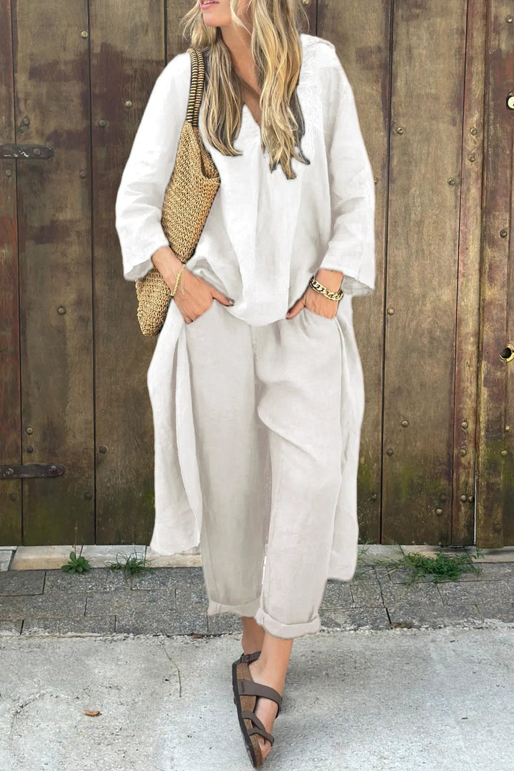 Conjunto Carolyn Chic e Confortável | Blusa Coordenada e Calças de Caimento Relaxado