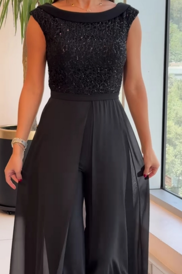Macacão Fontella em Tule Texturizado | Macacão Elegante para Noite