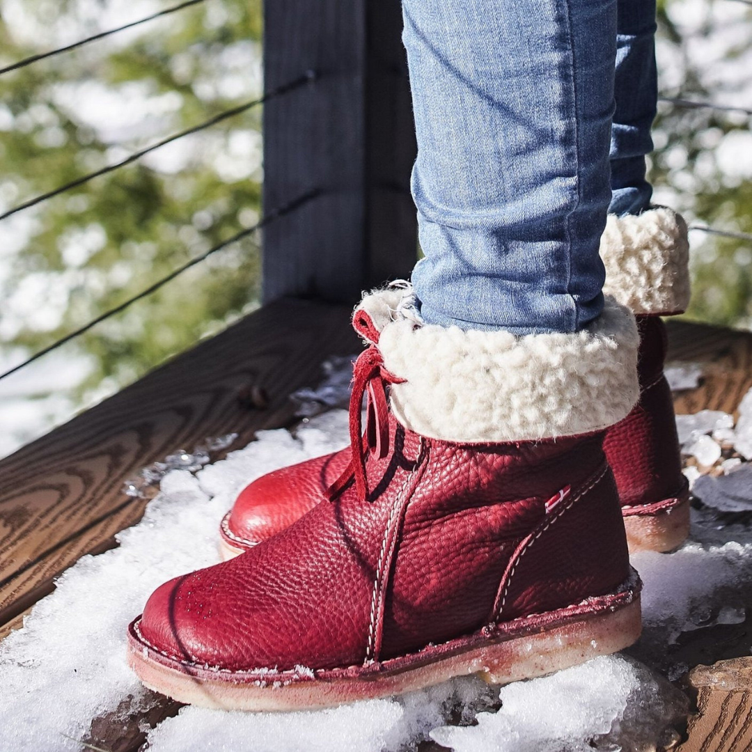 Women's Waterproof Vegan Leather Ankle Boots, Wool Blend Lined Winter Boots