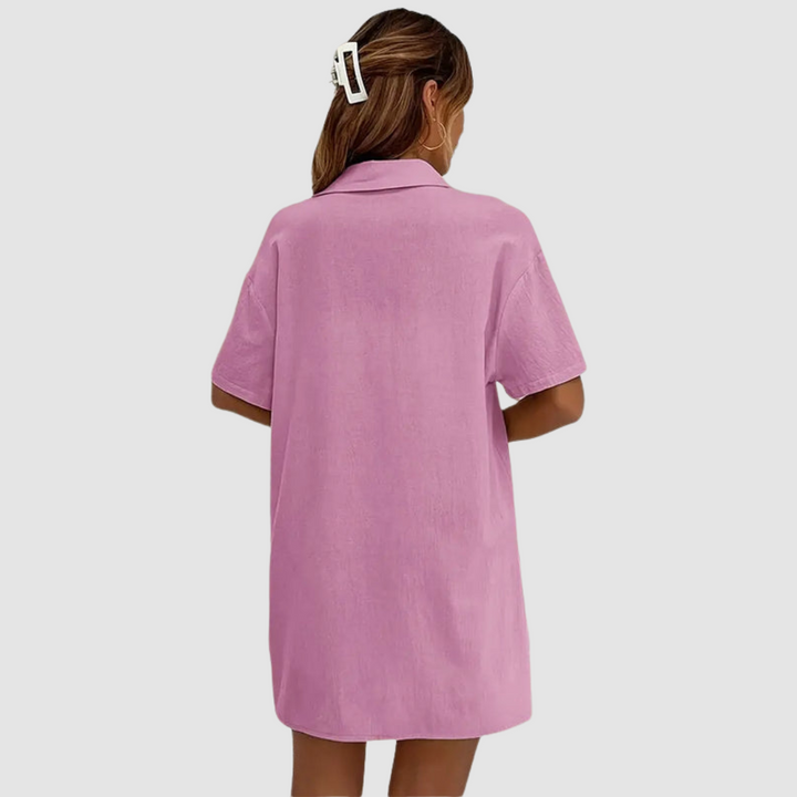 Conjunto Elegante de Verão Frances | Blusa com Botões de Manga Curta e Shorts com Cordão