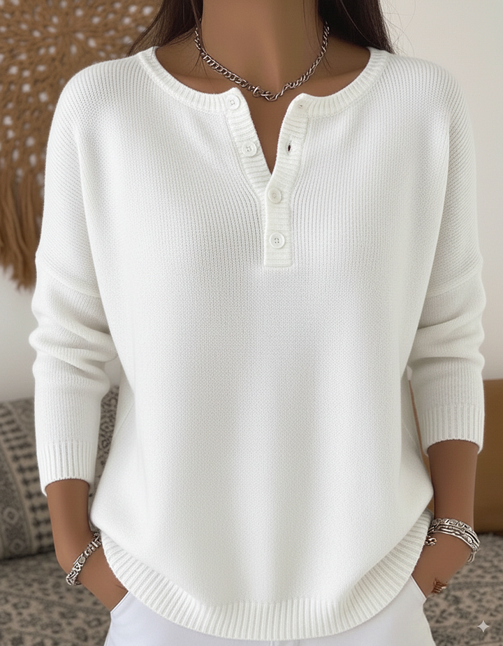 Sara | Button Henley Sweater
