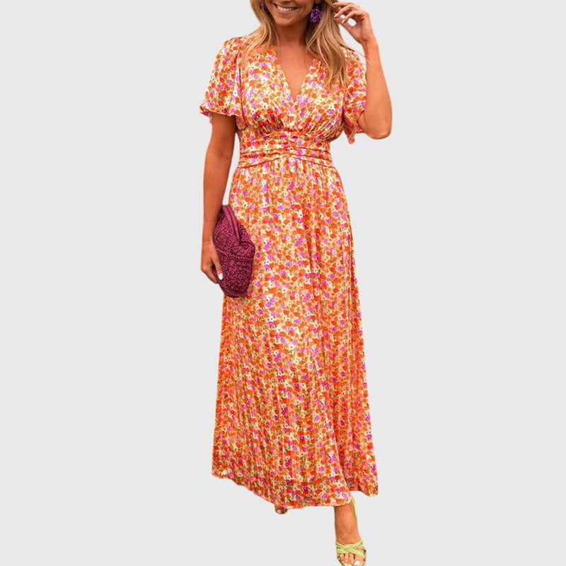 Alice | Women's Floral Summer Dress, V-Neck Lightweight Day Dress with Cinched Waist