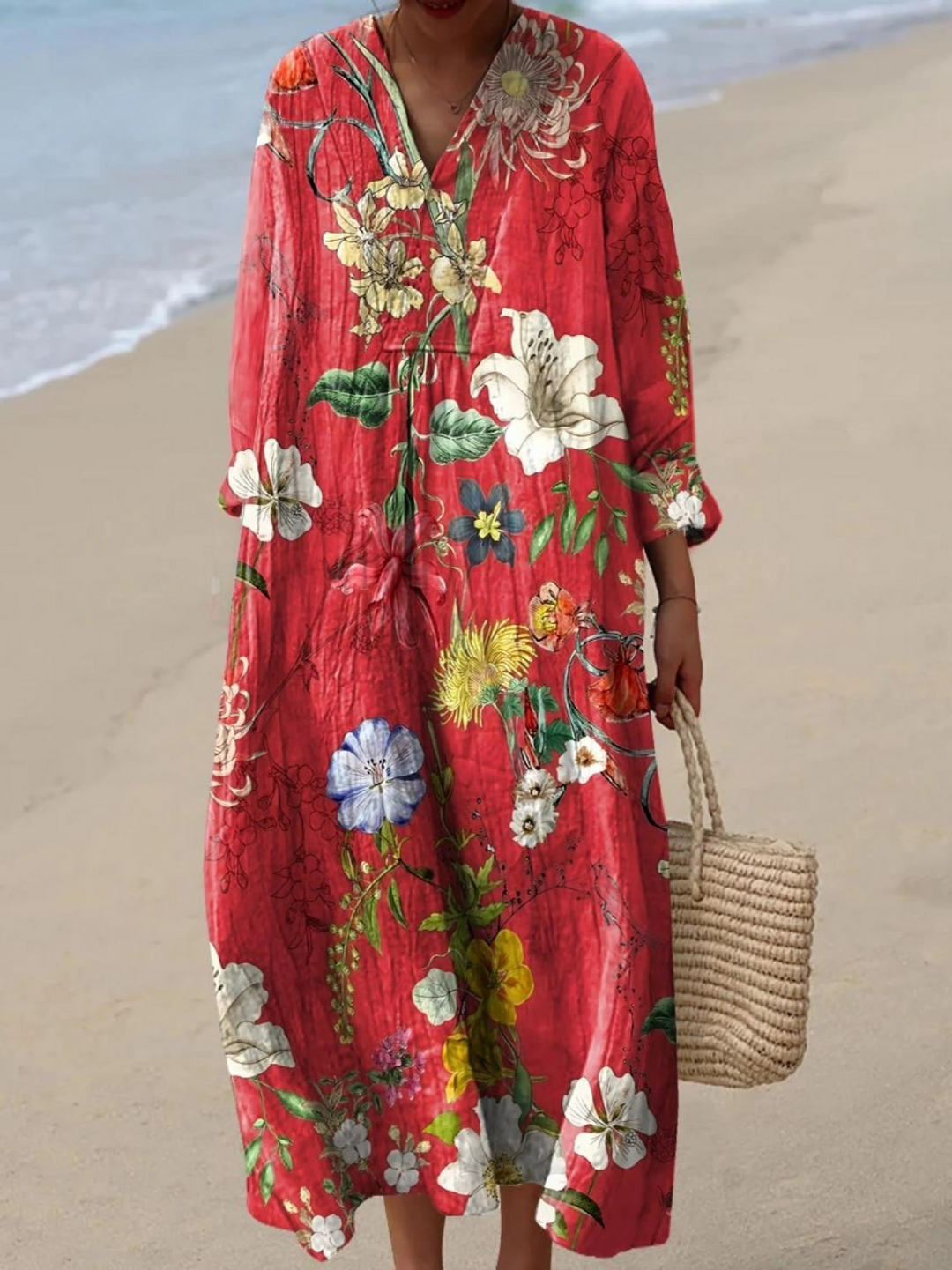 Vestido Feminino Vintage com Estampa Artística Floral Encantadora