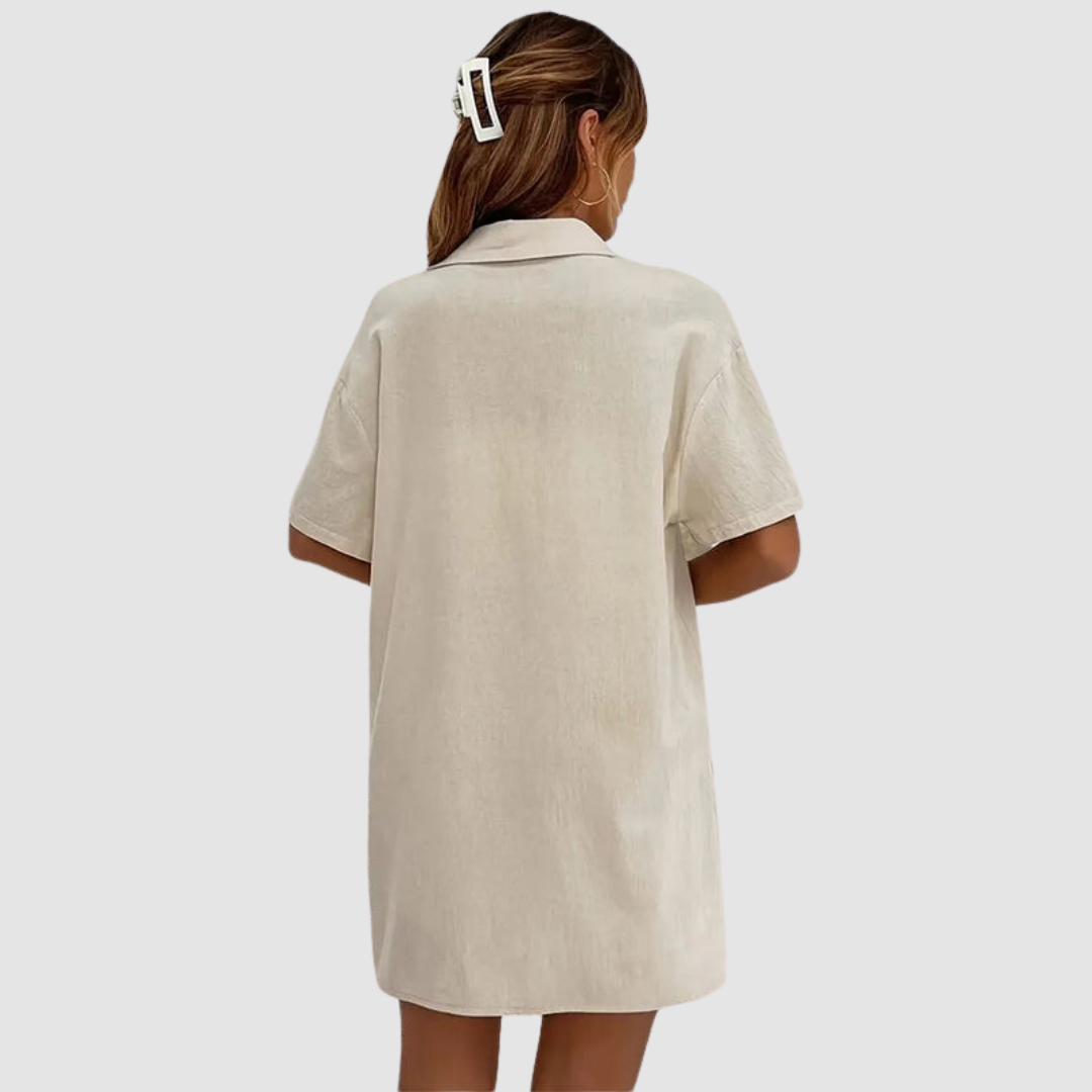 Conjunto Elegante de Verão Frances | Blusa com Botões de Manga Curta e Shorts com Cordão