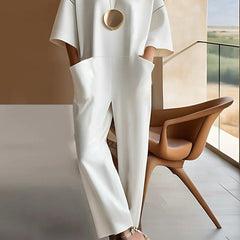 Emmy | Women's Short Sleeve Jumpsuit, Relaxed Straight-Leg Jumpsuit for Work