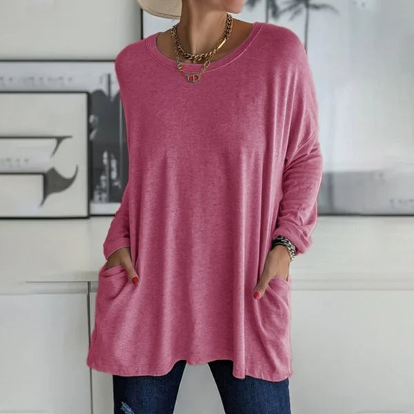 Jenna | Relaxed Scoop-Neck Long Sleeve Top