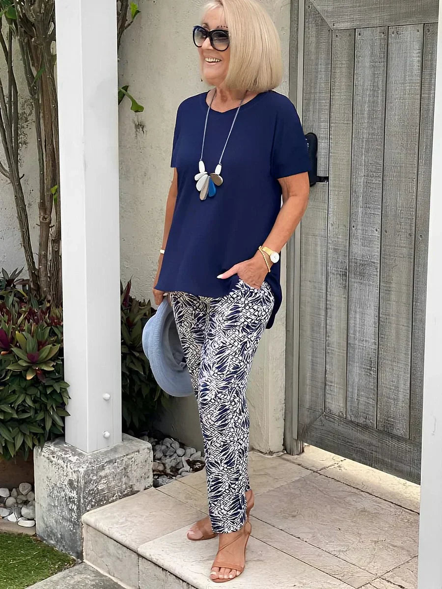 Conjunto Leticia Solto de Duas Peças | Blusa de Caimento Relaxado e Calças Fluídas