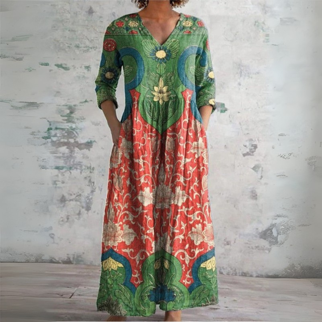 Judith | Vestido Longo Floral Vintage