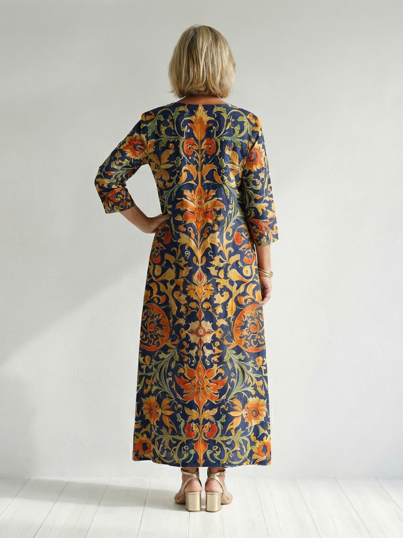 Elise | Vestido Midi Floral Ornado e Limpo