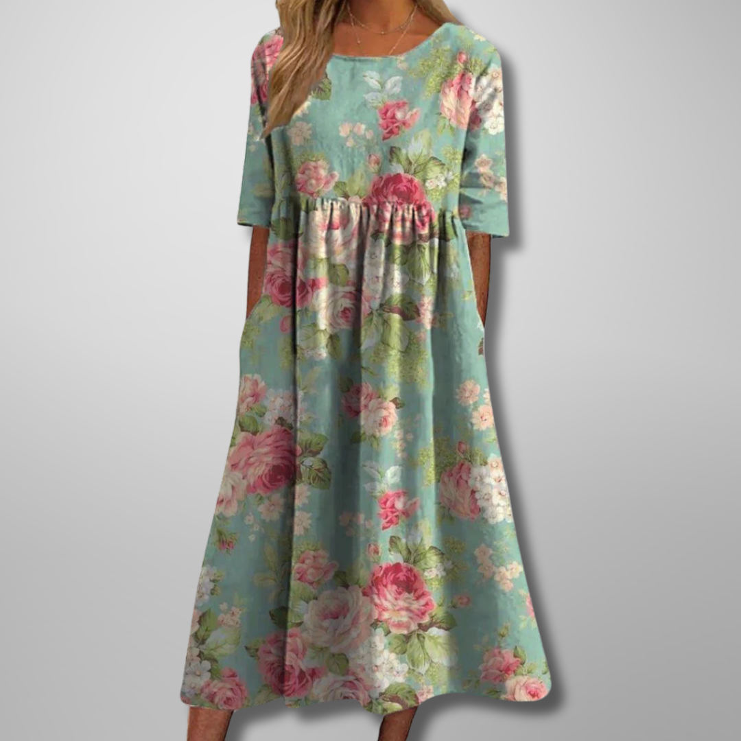 Gail | Vestido Midi Floral Relaxado