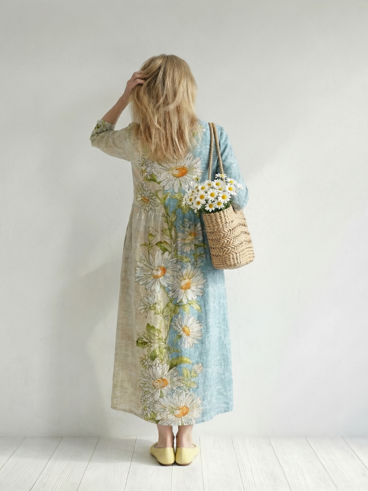 Elliot | Vestido Midi com Margaridas Leves