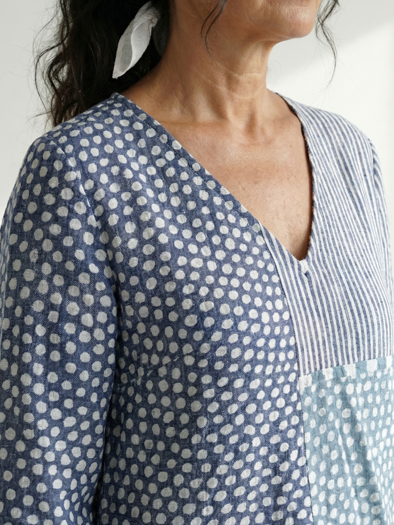 Nolan | Vestido Midi Patchwork Ajustado