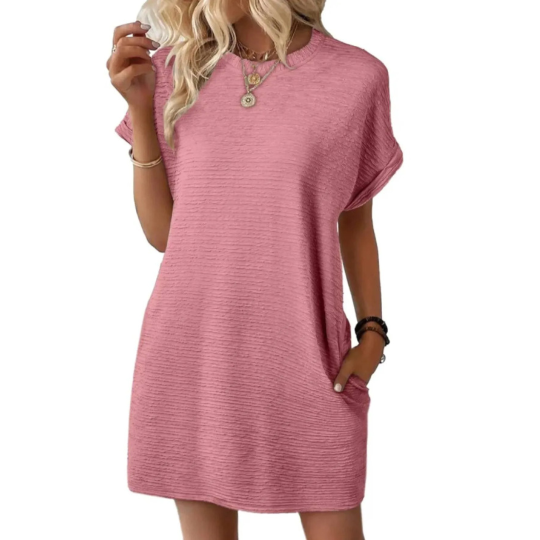 EVASHA – Vestido de Verão Casual Minimalista com Decote Redondo