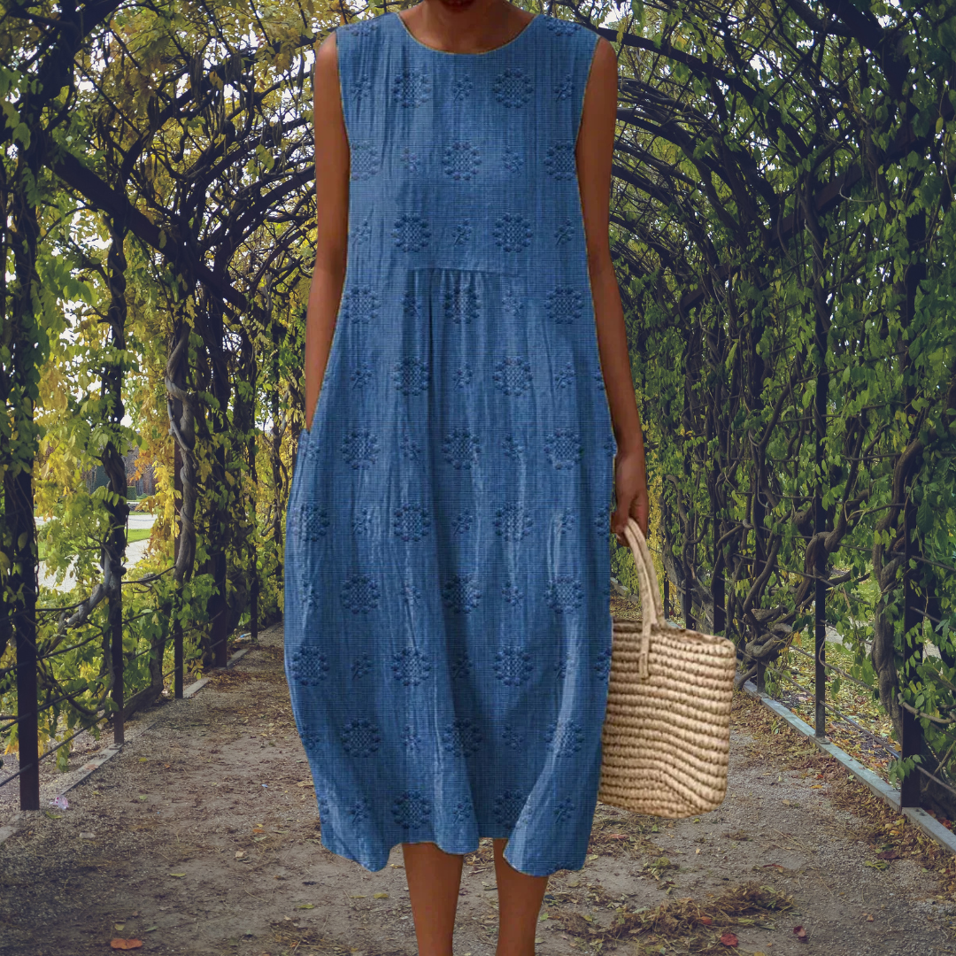 Aikaterini – Vestido Elegante Sem Mangas com Bolsos