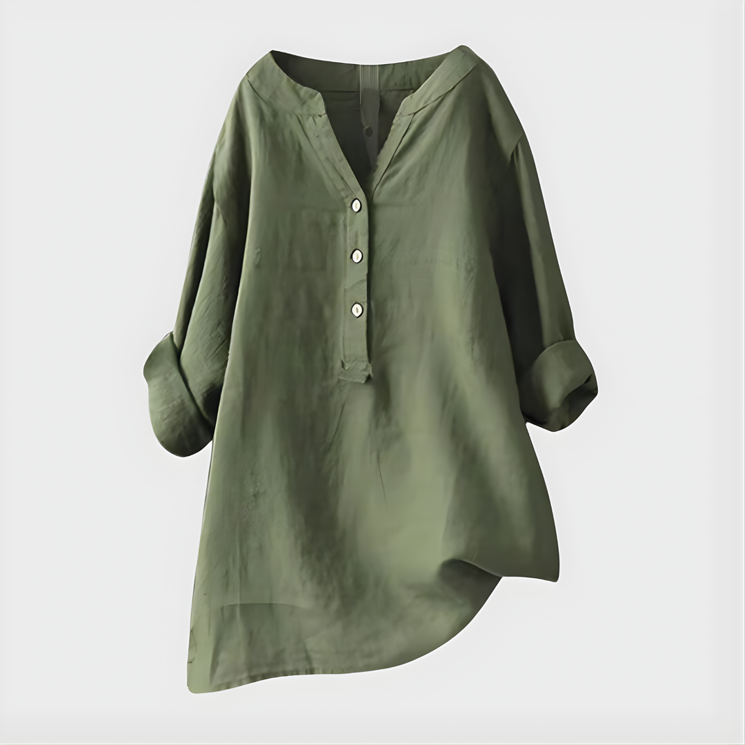 Blusa Veronique Elegante de Algodão com Decote em V