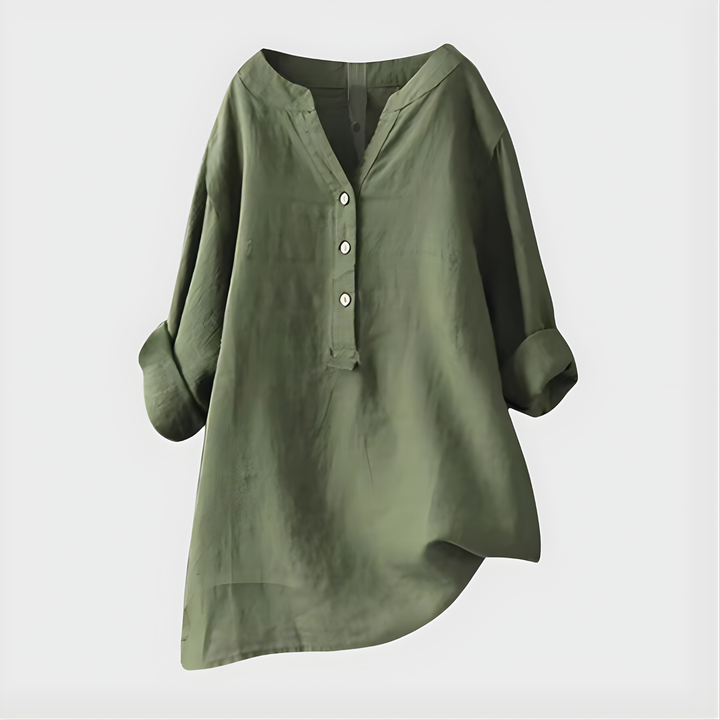 Blusa Veronique Elegante de Algodão com Decote em V