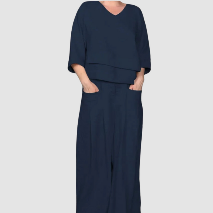 Conjunto Vina Relaxed 2 Peças | Top Assimétrico e Calça Pantalona