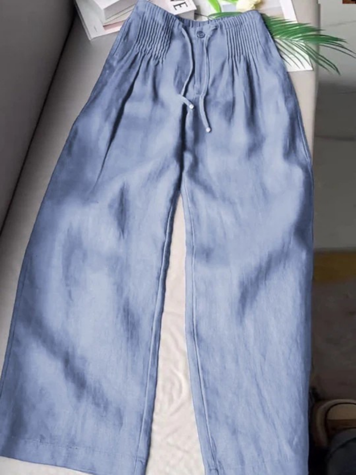 Camille | Calça pantalona em algodão e mistura