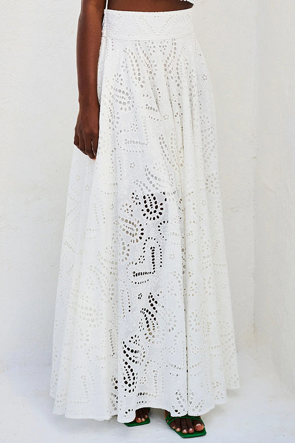 Larissa™ Embroidered Top & High-Waist Maxi Skirt Set | Elegant Two Piece Outfit