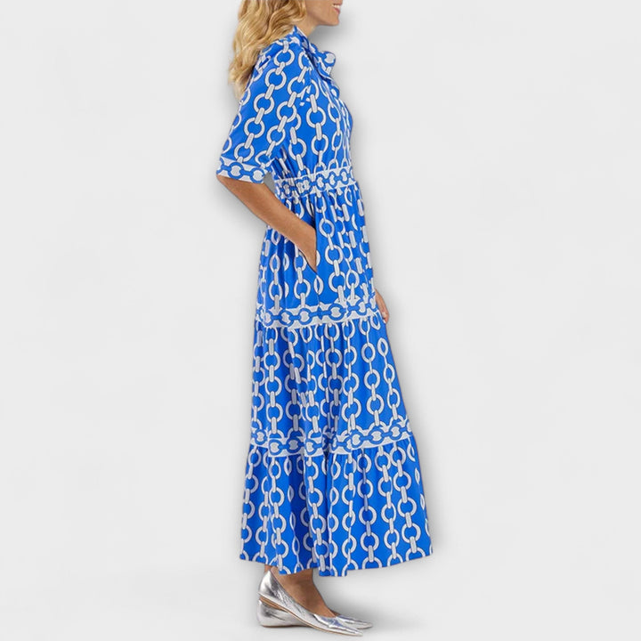 Vestido Midi com Estampa de Corrente
