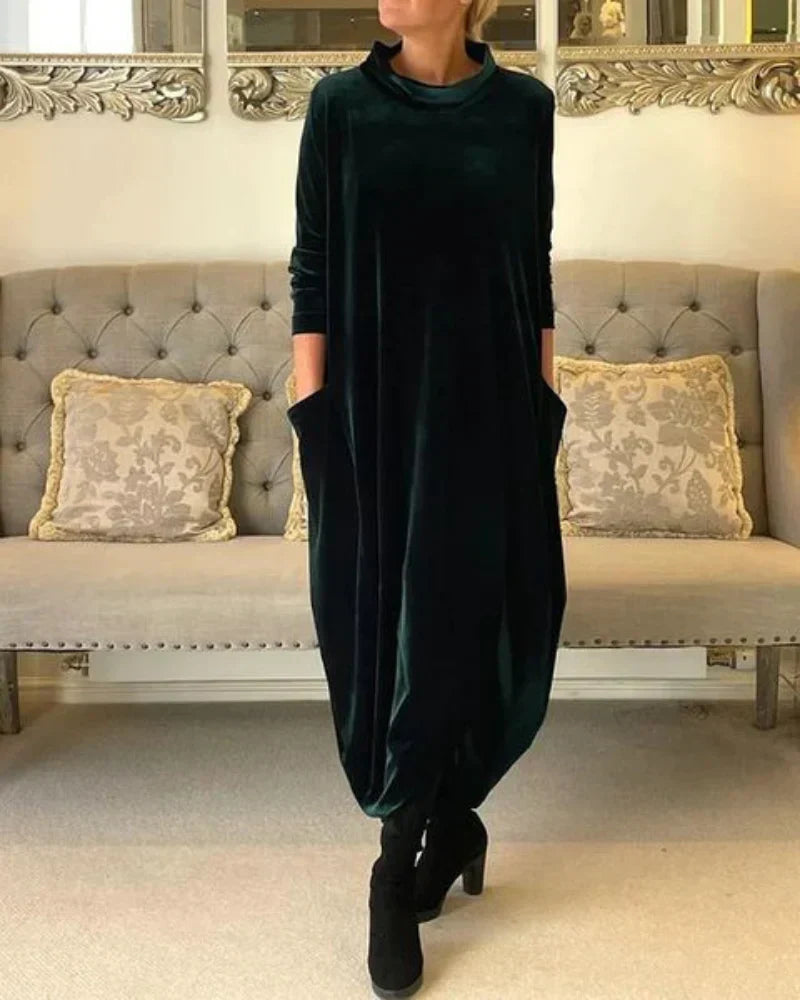 Eloura | Vestido longo de inverno drapeado e relaxado