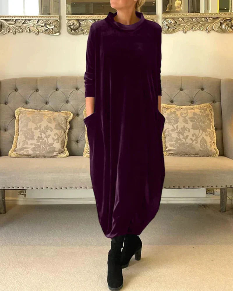 Eloura | Vestido longo de inverno drapeado e relaxado