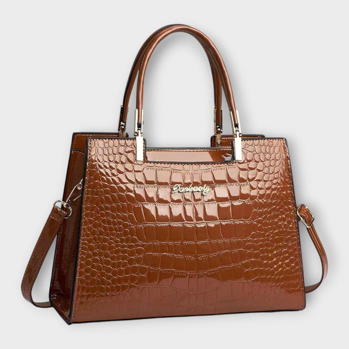 Olivia - Bolsa de Mão com Estampa de Crocodilo Brilhante