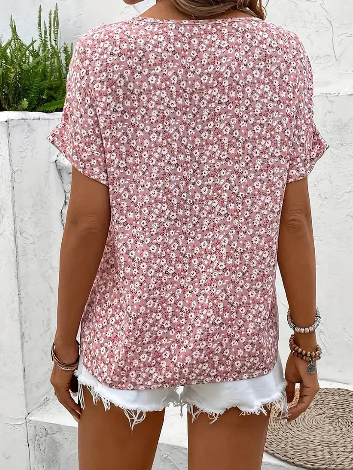 Wolena | Blusa com Decote em V de Flores Silvestres