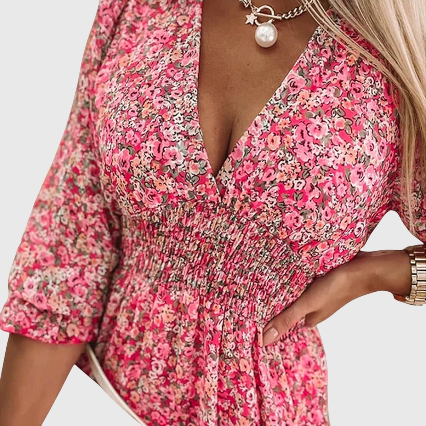 Elisa | Women's Floral Puff Sleeve Mini Dress, Lightweight Summer Dress