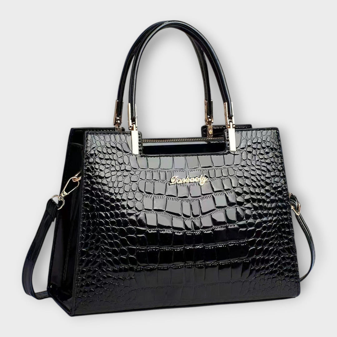 Olivia - Bolsa de Mão com Estampa de Crocodilo Brilhante