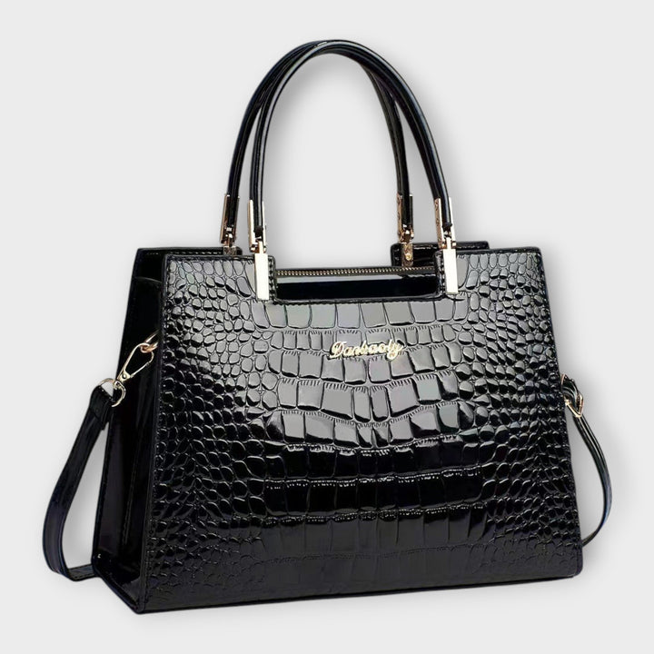 Olivia - Bolsa de Mão com Estampa de Crocodilo Brilhante
