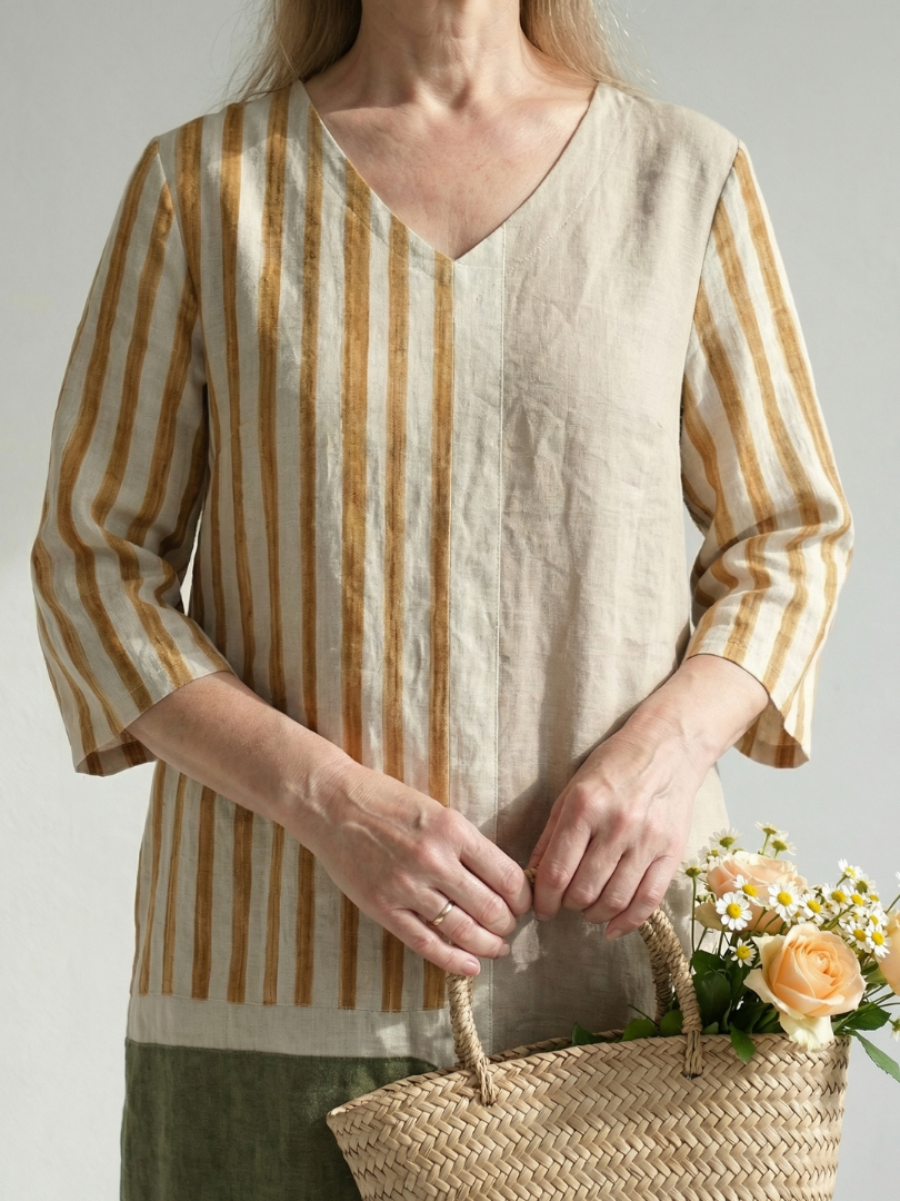 Soren | Vestido Midi Listrado Misturado Leve