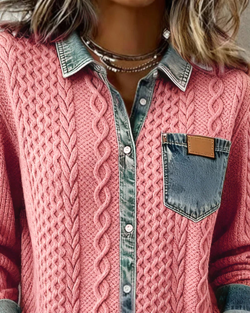 Simone™ | Denim Patchwork Shirt