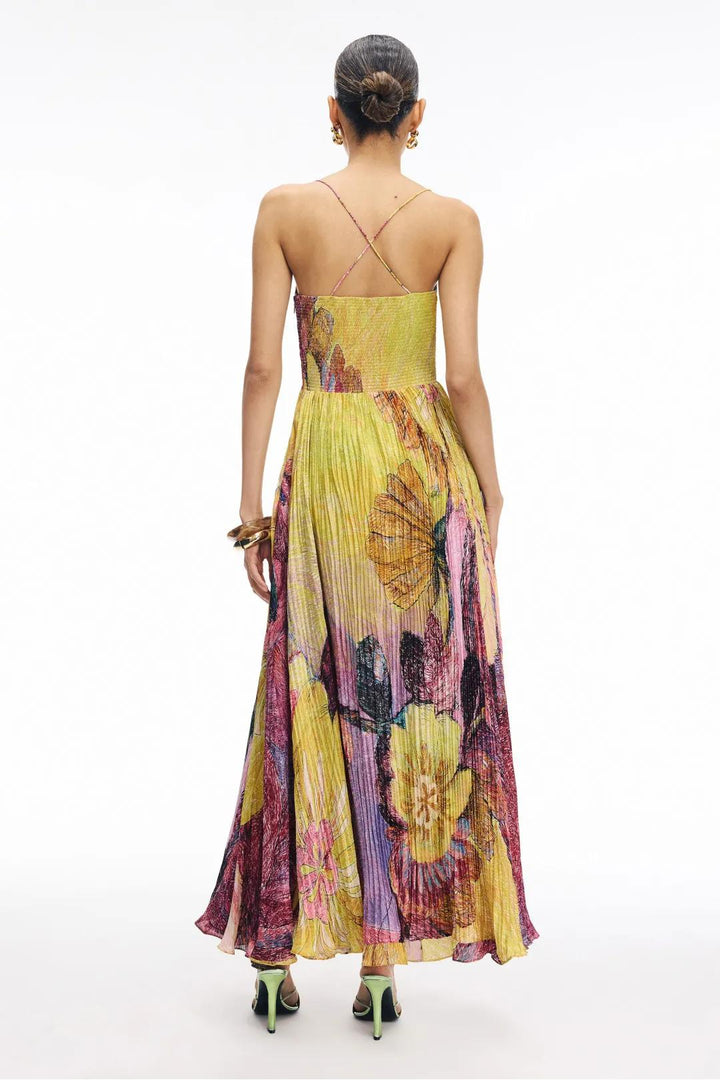 Kiara | Vestido Longo Estampado Ikat Multicolorido