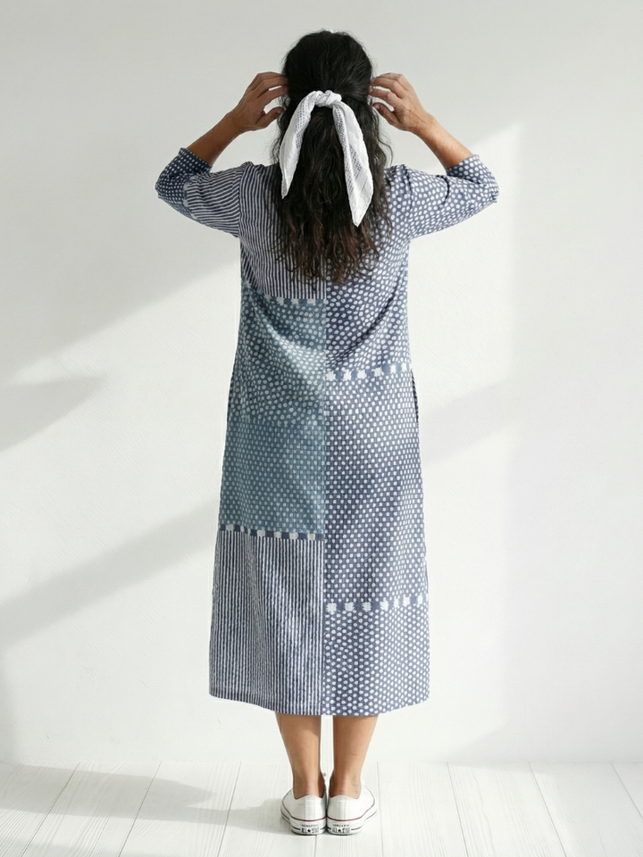Nolan | Vestido Midi Patchwork Ajustado