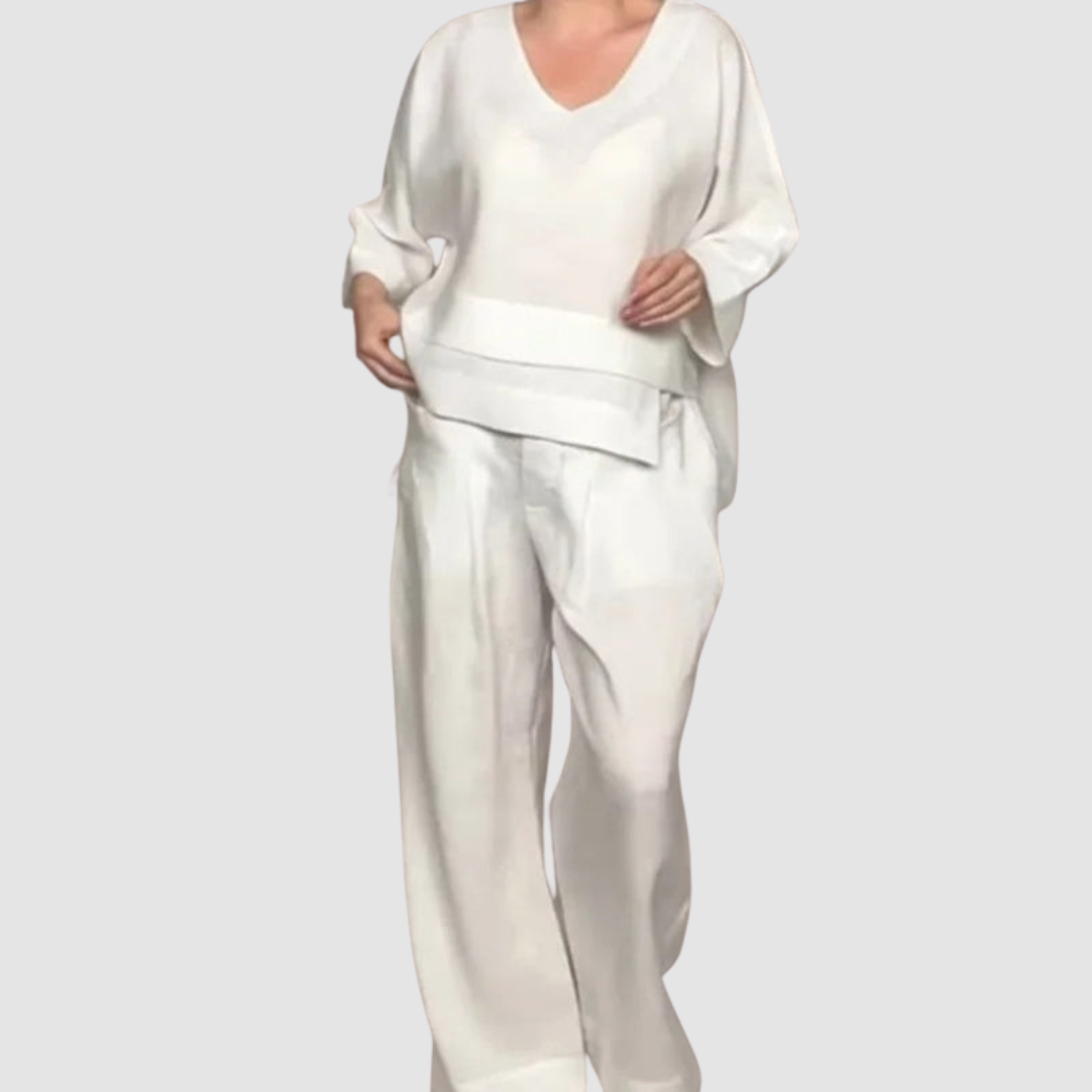 Conjunto Vina Relaxed 2 Peças | Top Assimétrico e Calça Pantalona