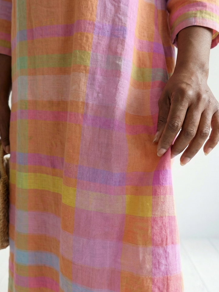 Tessa | Vestido Midi Listrado com Drapeado Fácil