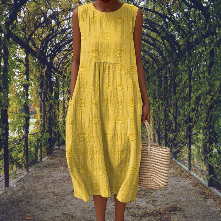 Aikaterini – Vestido Elegante Sem Mangas com Bolsos