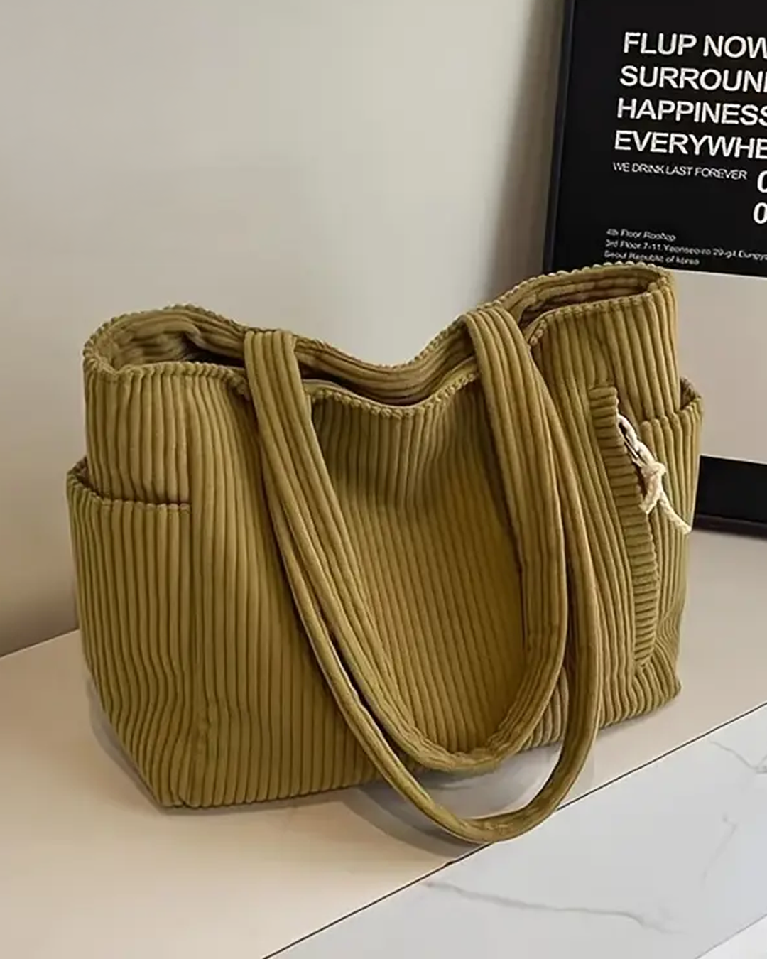 Tilda – Bolsa Tote Canelada com Detalhe em Cordão