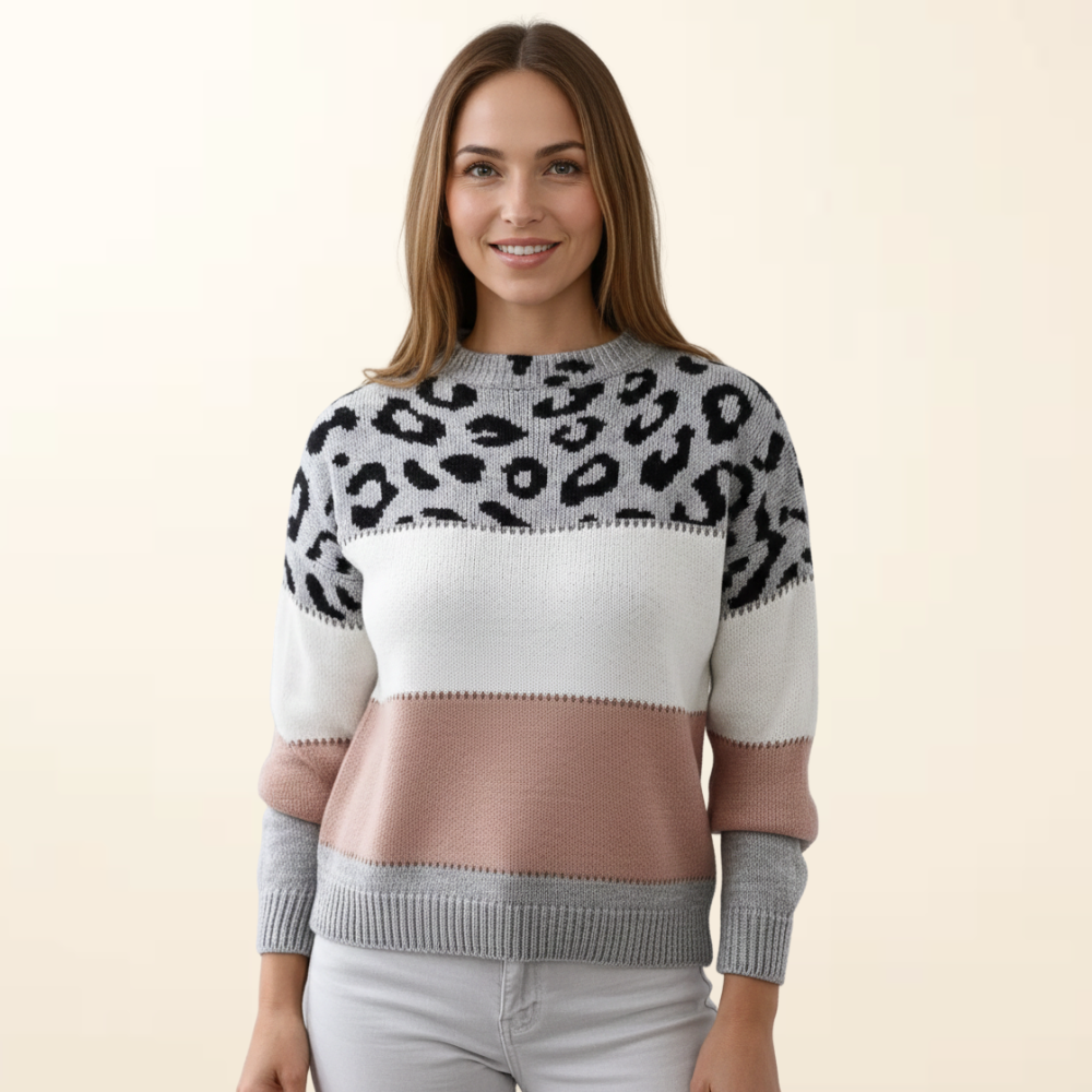 Zoë - Elegant and Comfortable Sweater with Leopard Print