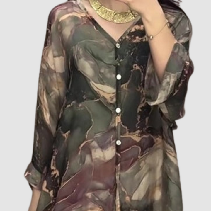 Conjunto Elegante Aurora Estampado de Duas Peças | Conjunto Floral Confortável