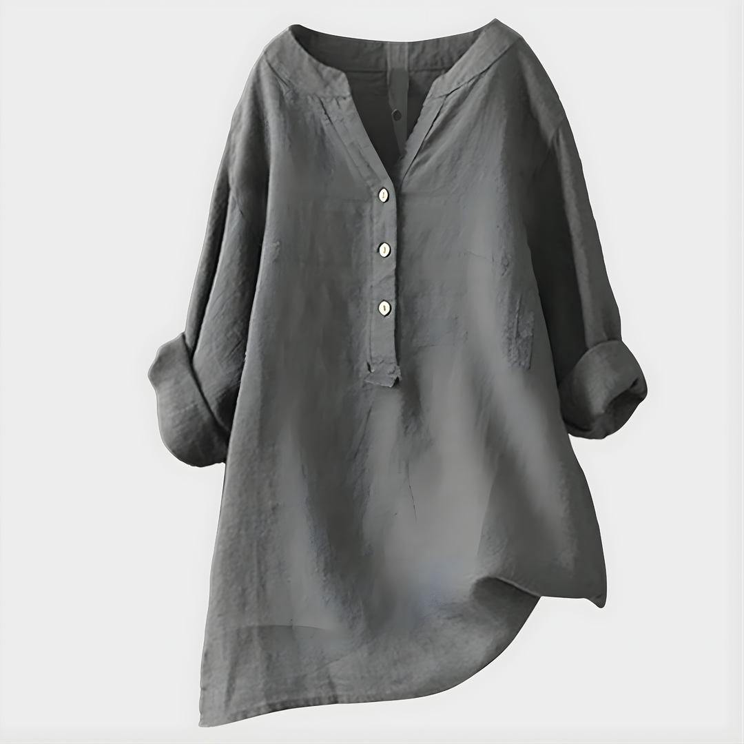 Blusa Veronique Elegante de Algodão com Decote em V