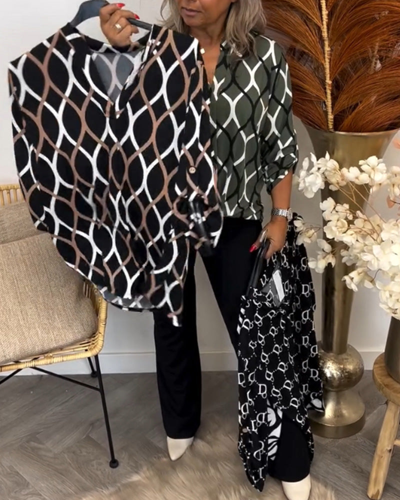 Janny | Blusa Casual com Mangas Longas e Estampa Elegante