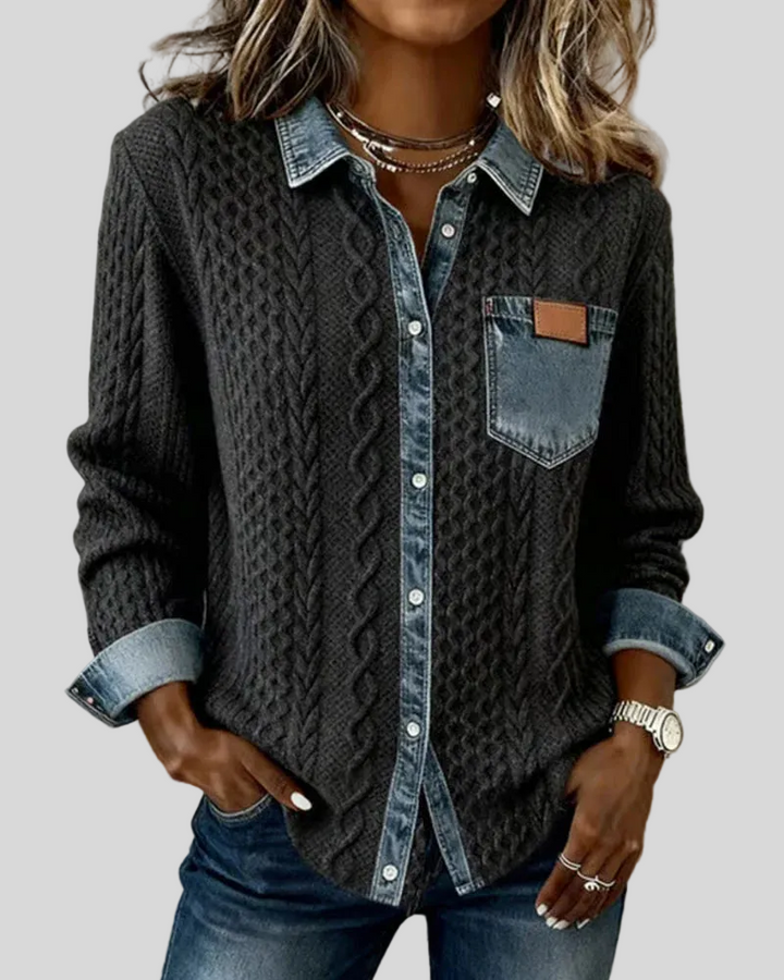 Simone™ | Denim Patchwork Shirt