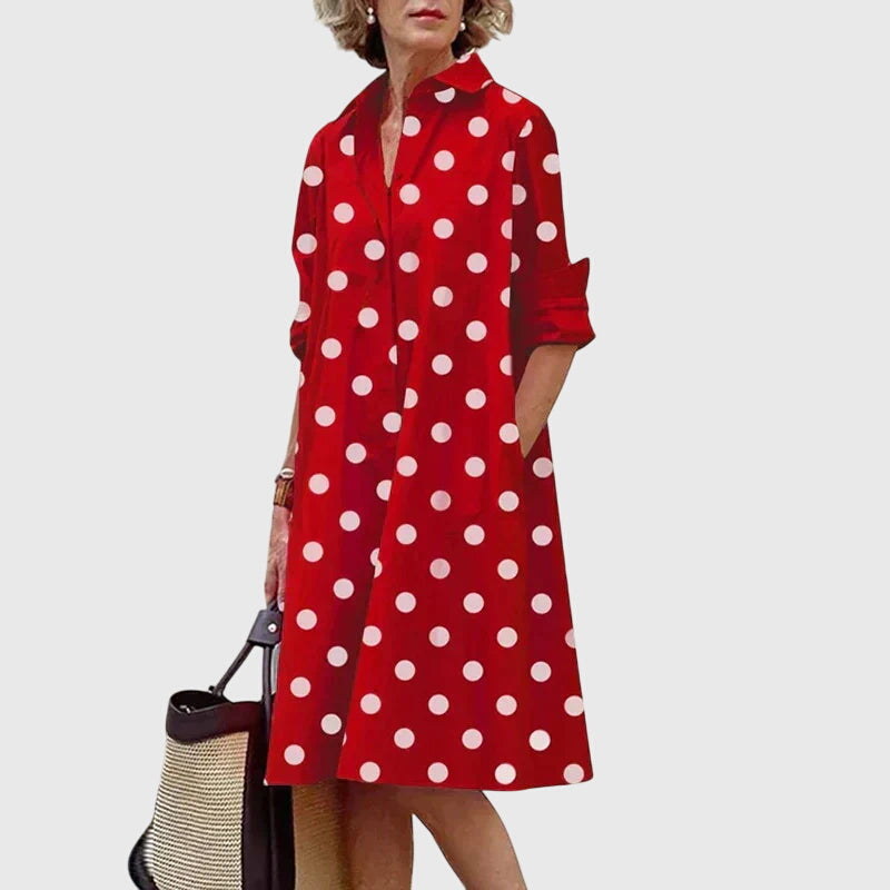 Paige | Casual Red Flowy Midi Dress