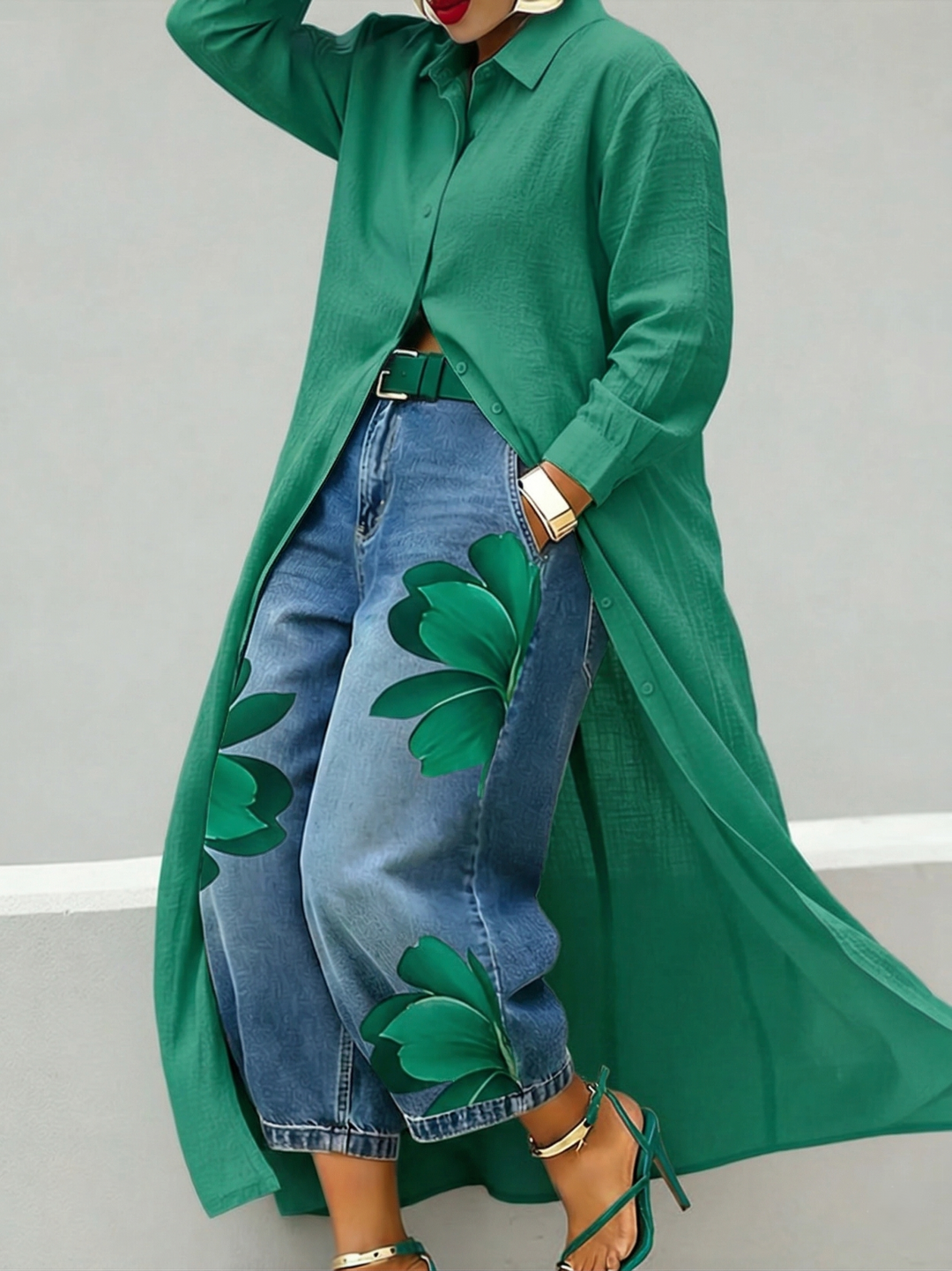 Sophia | Calças Elegantes de Perna Larga com Estampa Floral