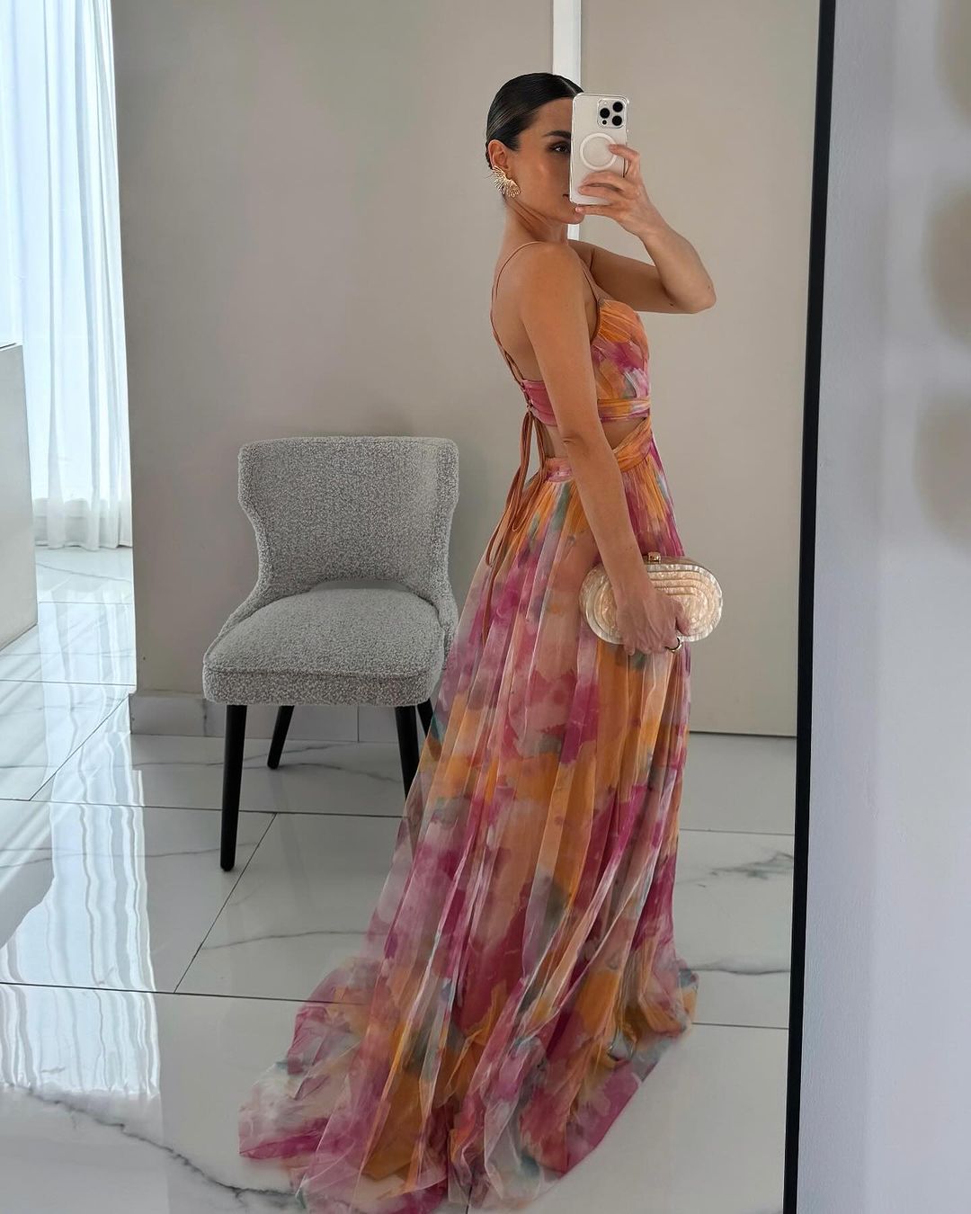 Eirith | Watercolour Print Plunge Maxi Dress