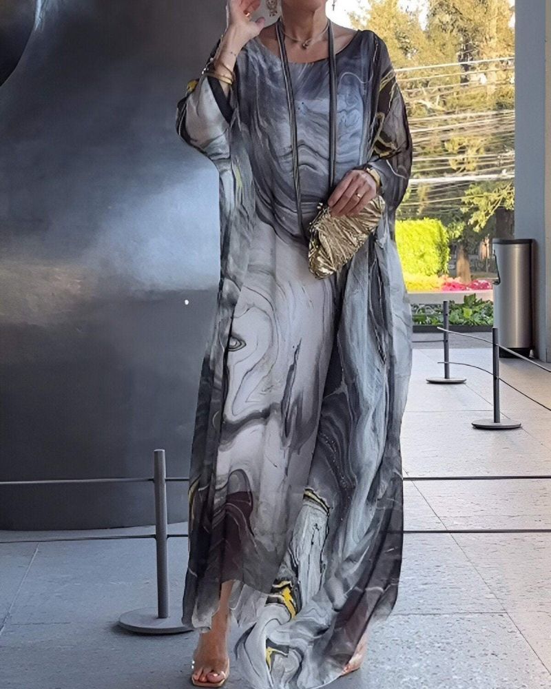 Sorea | Long Sleeve Chiffon Maxi Dress